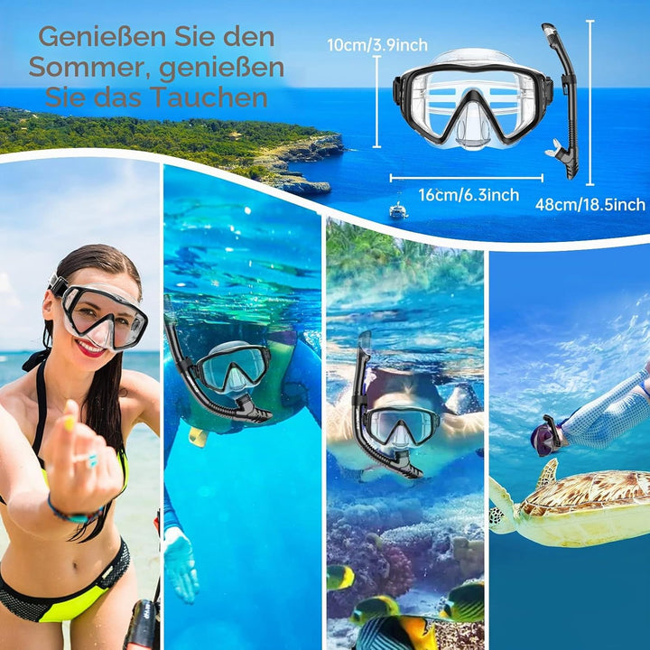 JEMULICE Schnorchelset Erwachsene, Schnorcheln Set mit Taucherbrille und Dry Schnorchel für Herren u