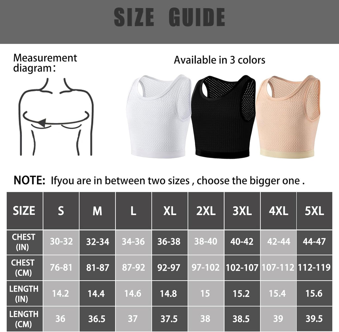 XUJI Transgender FTM Trans Atmungsaktive Halb Brust binder S Schwarz, S Schwarz