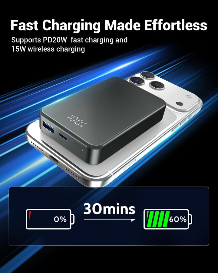 Magnetische Wireless Powerbank 26800mAh für Magsafe Power Bank Tragbares Ladegerät 20W PD Aluminiuml