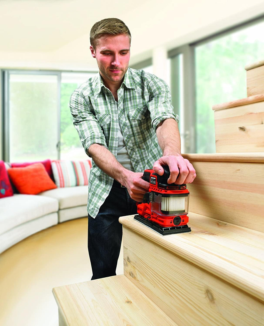 Black+Decker Schwingschleifer DUOSAND, Bandschleifer (270W, 2-fache Staubabsaugung, Staubfangbehälte