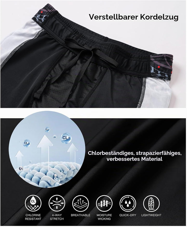HUGE SPORTS Herren Splice Schwimmhose Kompression Jammer Lang Wilde Serie M Tiger, M Tiger