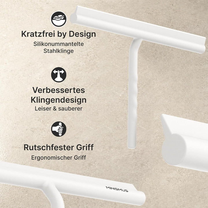 Minismus Silikon Duschabzieher für Glastüren und Fenster 33 cm – Fensterabzieher Badezimmer und Spie