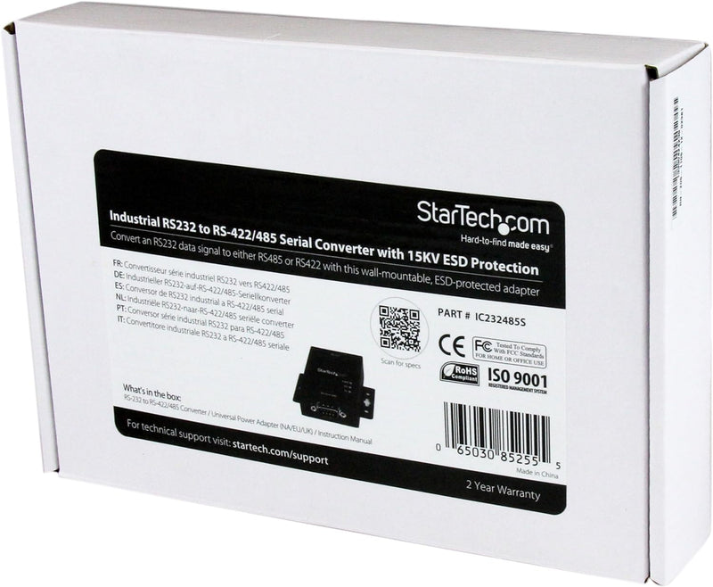 StarTech.com Industrieller Seriell RS232 auf RS422/485 Konverter mit ESD-Schutz, RS232 zu RS422/485