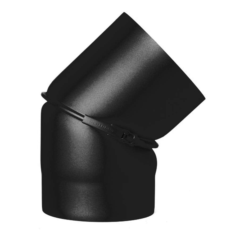 Ofenrohr 2mm 150mm 45° Bogen verstellbar 0-45° ohne Tür Schwarz 45° Bogen verst. Schwarz, 45° B