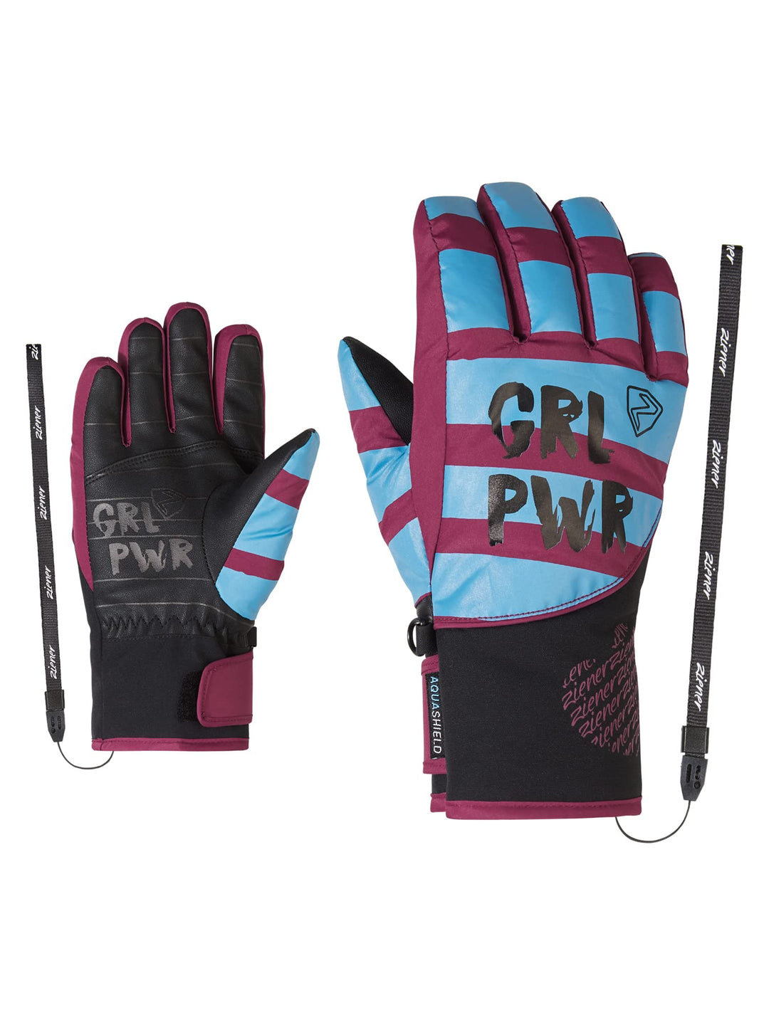 Ziener Mädchen Liwa Ski-Handschuhe/Wintersport | wasserdicht, Primaloft, modisch 3.5 blue nile.raspb