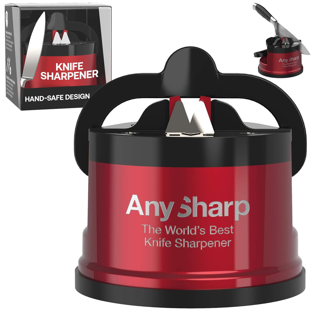 AnySharp Pro Messerschärfer (Metall) mit Saugnapf (Rot), ASKSPROMRED, Rot