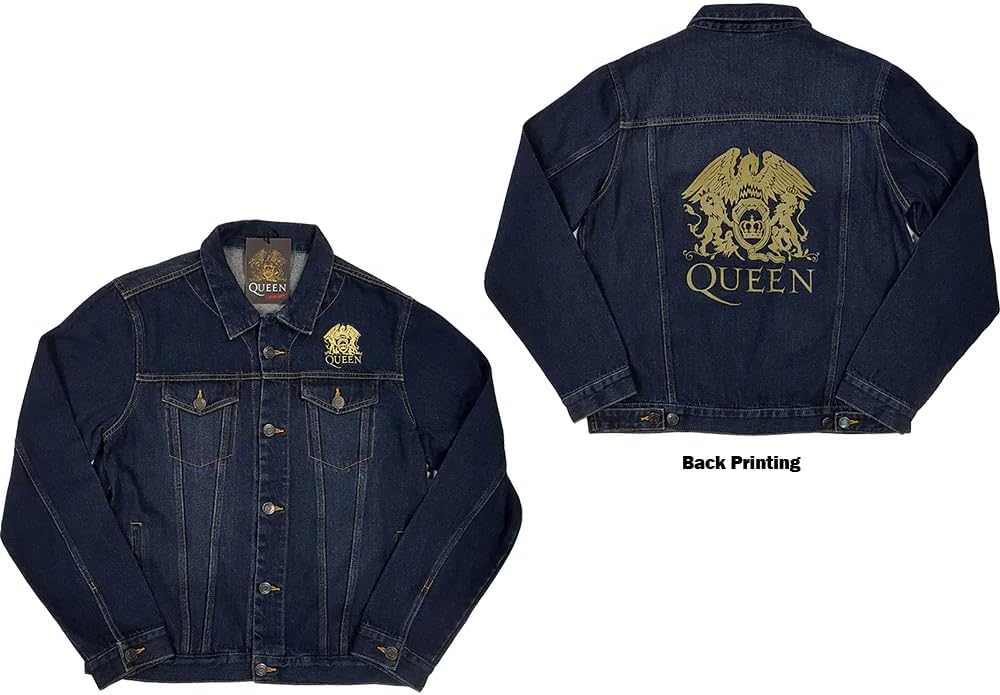 Rock Off Queen Denim Jacke Classic Crest Band Logo Freddie Mercury Nue offiziell Unisex XL