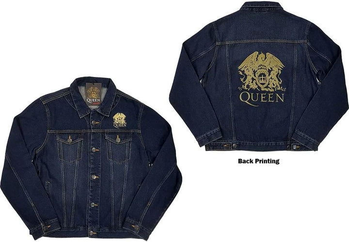Rock Off Queen Denim Jacke Classic Crest Band Logo Freddie Mercury Nue offiziell Unisex XL