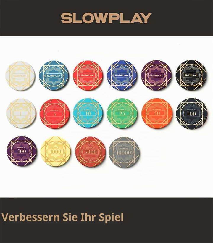 SLOWPLAY Nash Keramik Pokerchips in Loser Schüttung, 10 Gramm Pokerchip aus Keramik in Casino Qualit