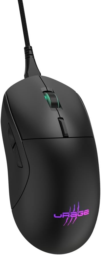 uRage Gaming-Maus mit Kabel „Reaper 250“ (Rainbow LED, ultra leicht, Rechtshänder, 6 programmierbare