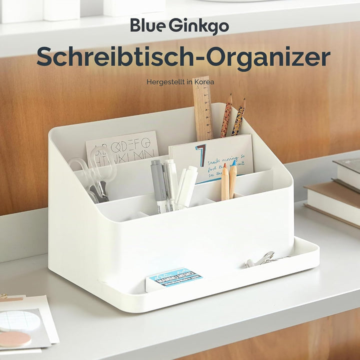 BLUE GINKGO Schreibtisch-Organizer – Aufbewahrung aus Korea für Stifte, Notizen, Briefe und Bürobeda