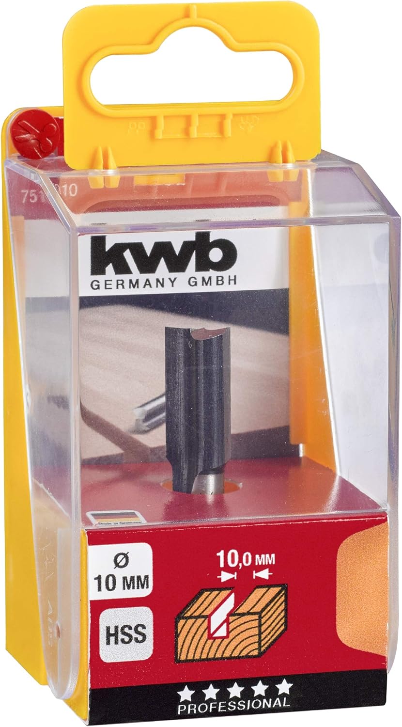 KWB HSS Nut-Fräser Professional (für Holz, Ø 10mm, Arbeitslänge 20mm, Schaft 8mm, Made in Germany, p