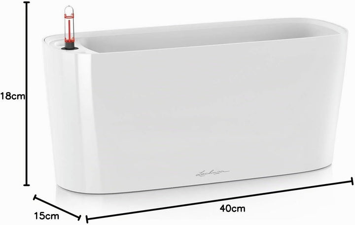 LECHUZA DELTA 20 weiss hochglanz 15560 Weiss Hochglanz 40x15x18 cm Tischgefäss, Weiss Hochglanz 40x1