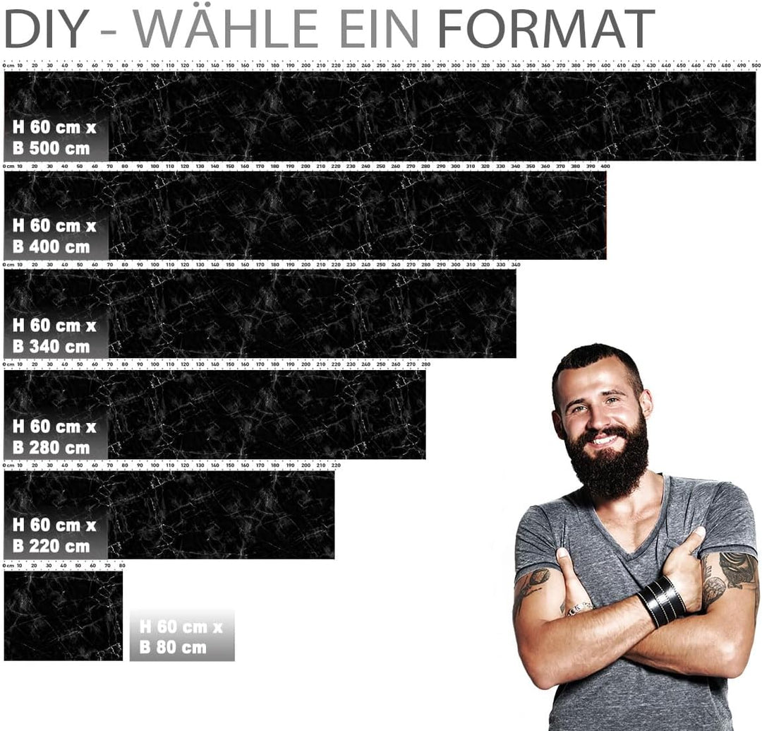 StickerProfis Küchenrückwand selbstklebend Glasoptik - MARMOR Black - 1.8mm, Versteift, alle Untergr