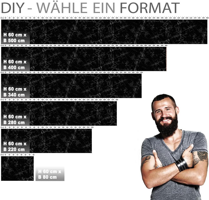 StickerProfis Küchenrückwand selbstklebend Glasoptik - MARMOR Black - 1.8mm, Versteift, alle Untergr