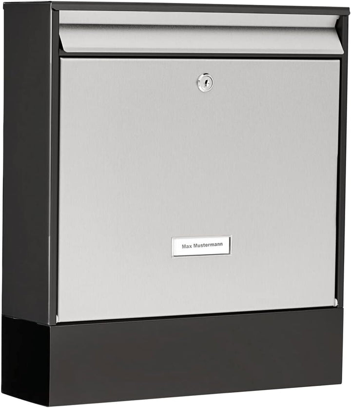 Burg-WÄCHTER Briefkasten mit Zeitungsfach und Namensschild, Verzinkter Stahl & Edelstahl, Einwurf-Fo