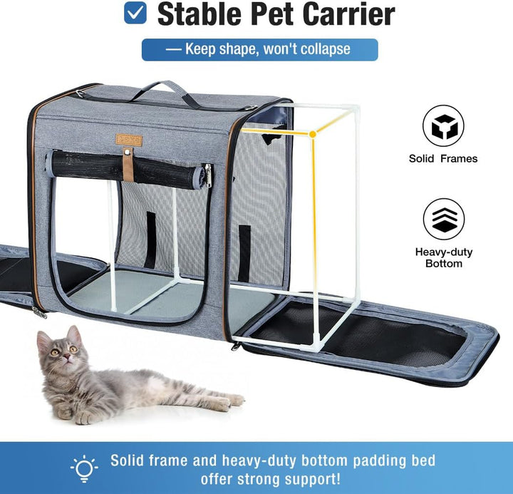 Lekeinchi 2-in-1 Hundebox Transportbox Katze für Mittelgrosses Haustier, Faltbare Katzentransportbox