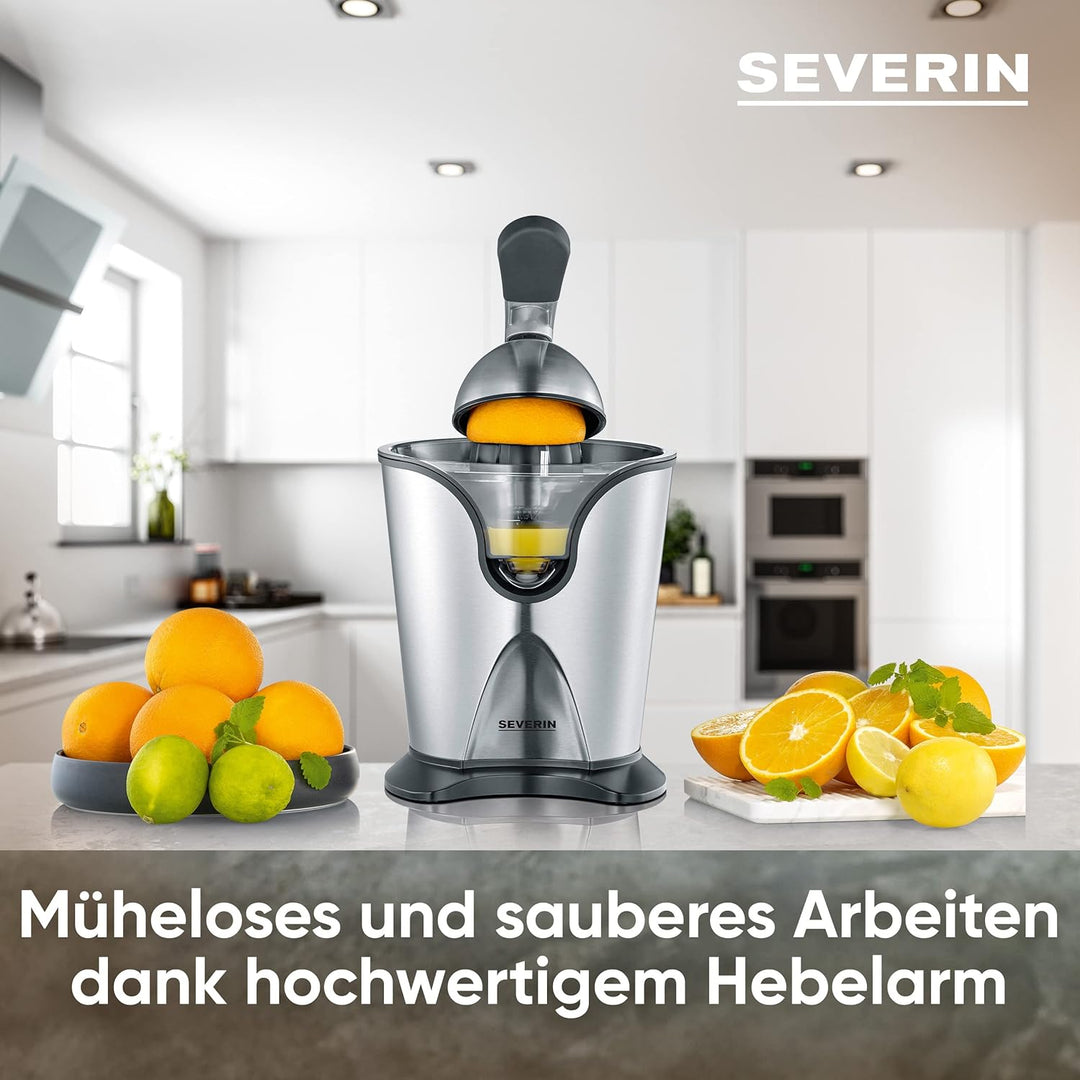 SEVERIN Zitruspresse mit Fruchtfleisch-Regulator, Orangenpresse garantiert hohe Ausbeute, Zitronenpr