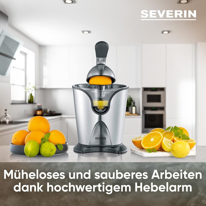 SEVERIN Zitruspresse mit Fruchtfleisch-Regulator, Orangenpresse garantiert hohe Ausbeute, Zitronenpr