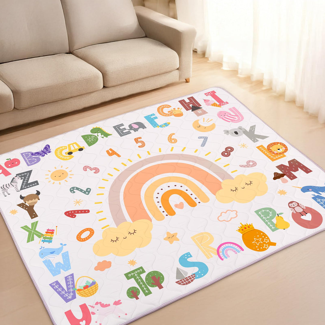 Krabbelmatt Baby 180x150cm,Faltbar Spielmatte Baby, Grosse Weiche Krabbeldecke maschinenwaschbare,Ru
