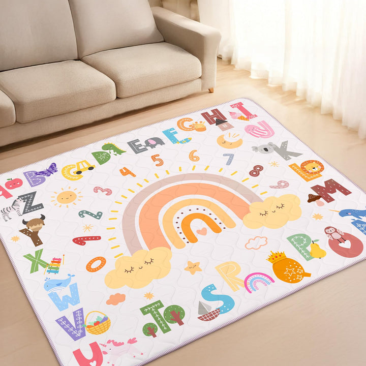 Krabbelmatt Baby 180x150cm,Faltbar Spielmatte Baby, Grosse Weiche Krabbeldecke maschinenwaschbare,Ru