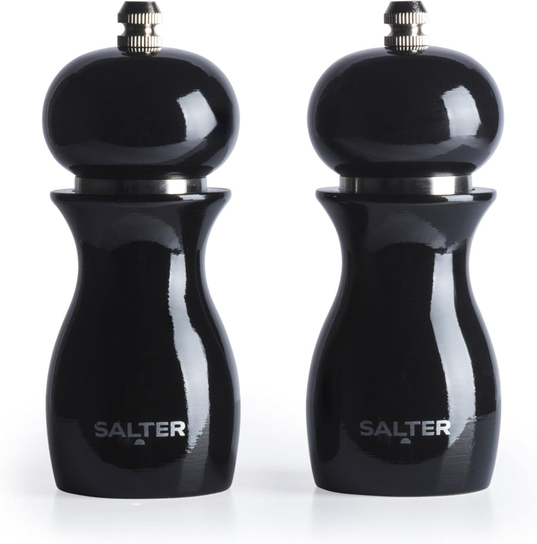 Salter 7613 BKXR Salz und Pfeffermühle Set - Küchenmühleset aus Holz, Gewürzmühle, Hartkeramik Schle