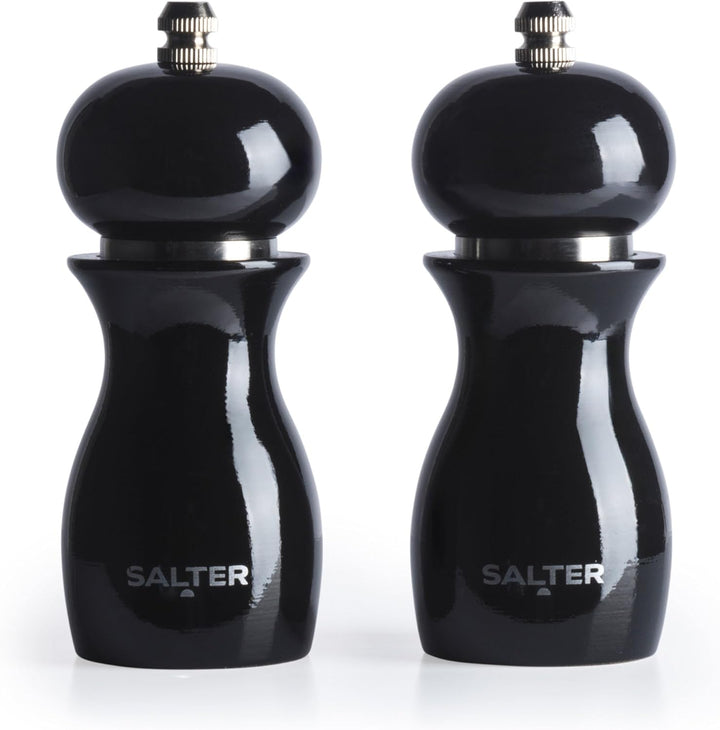 Salter 7613 BKXR Salz und Pfeffermühle Set - Küchenmühleset aus Holz, Gewürzmühle, Hartkeramik Schle