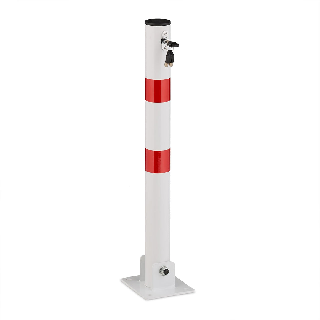 Relaxdays Absperrpfosten, klappbar, Stahl, Parkplatz Absperrung, H: 65 cm, abschliessbar, runder Par