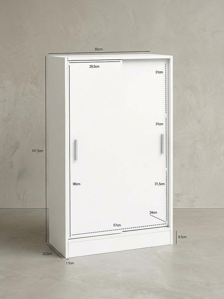 Aktenschrank WL5.817 Holz 60 x 107,5 x 28,5 cm Weiss | Design Mehrzweckschrank | Büroschrank Modern