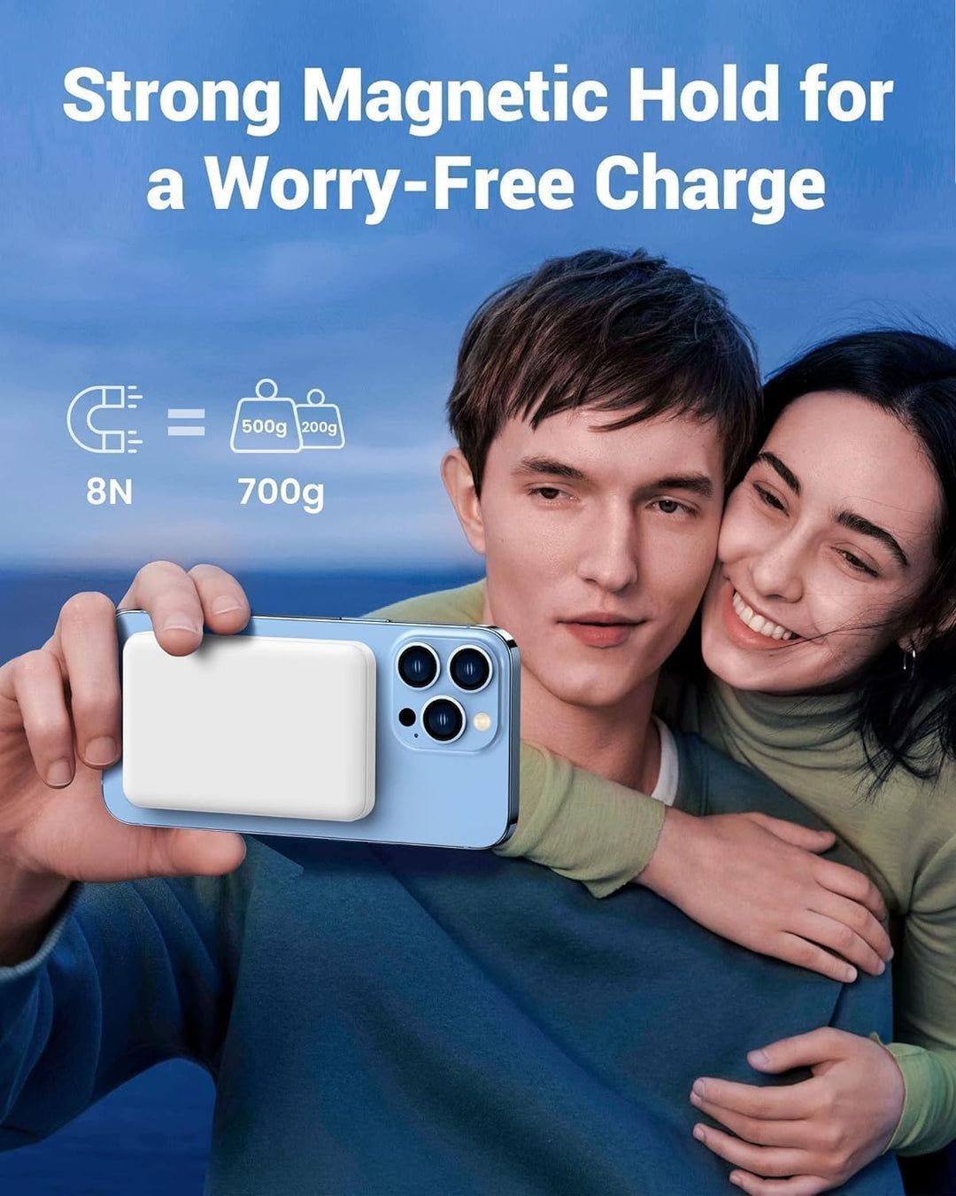 Powerbank für iPhone, Magnetische Wireless Power Bank 10000mAh Schnellladefunktion Ladegerät, Kabell