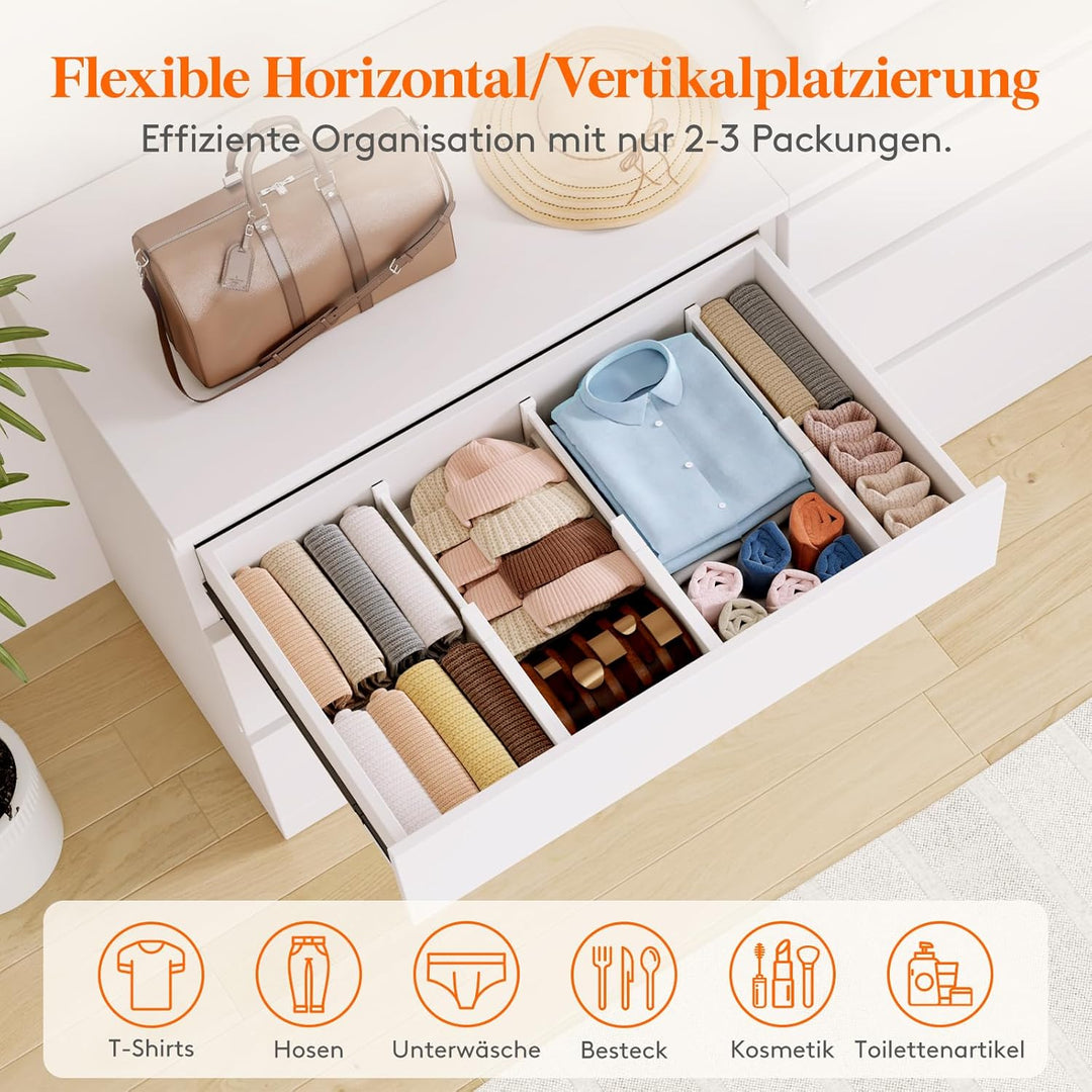 Lifewit 4er Set Kunststoff Schubladentrenner für Innenlänge 27–40cm & Höhe＞10.5cm Schubladen, Verste