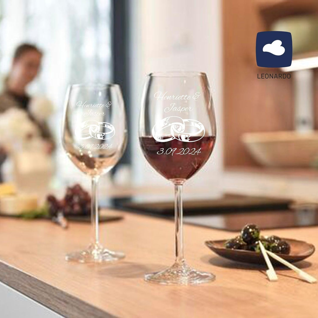 Geschenk zum Valentinstag – Wein Geschenksets – Weinglas mit Gravur 460ml – Hochzeitsgeschenke – Ges