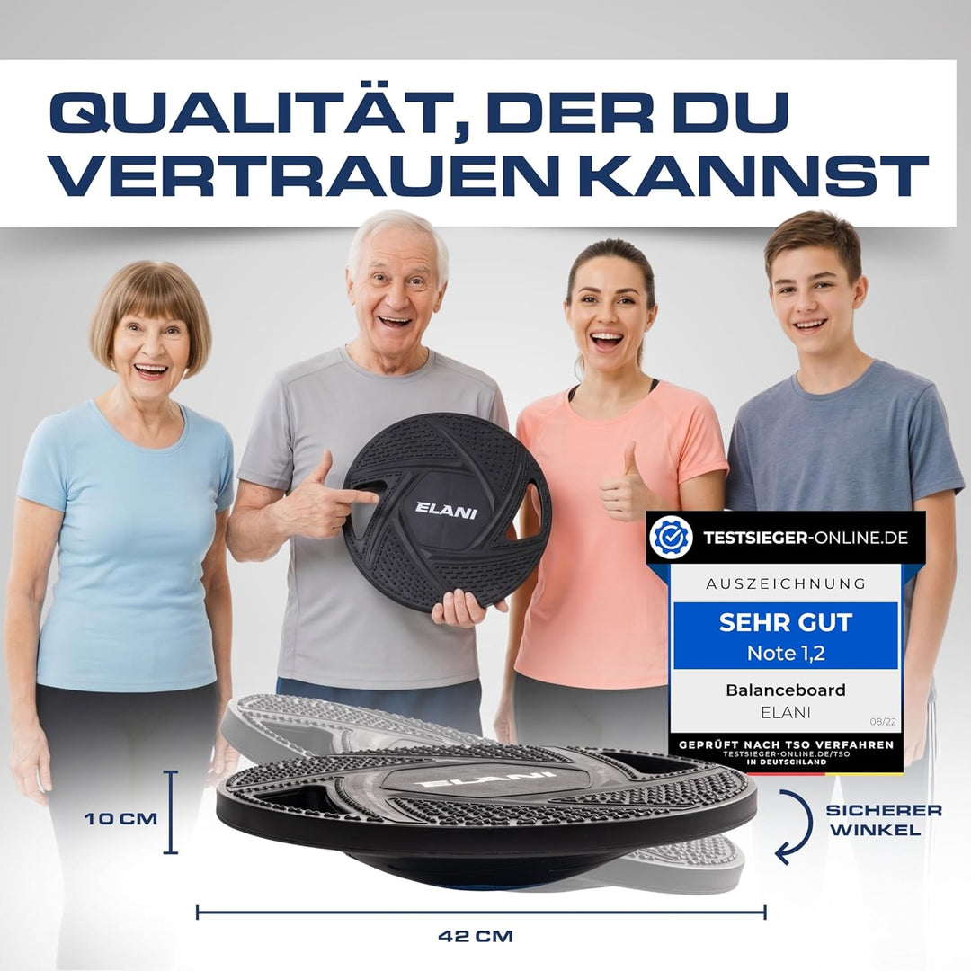 ELANI Rutschfestes Premium Balance-Board, Robustes Wackelbrett für Physiotherapie zur Stärkung der B