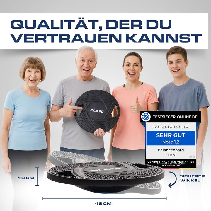 ELANI Rutschfestes Premium Balance-Board, Robustes Wackelbrett für Physiotherapie zur Stärkung der B