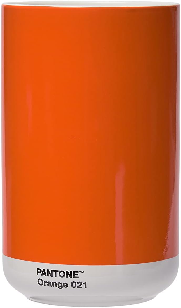 Pantone Porzellan Vase mit Geschenkbox, Jar, dekorative hochwertige Blumenvase, 1 Liter, Orange 021