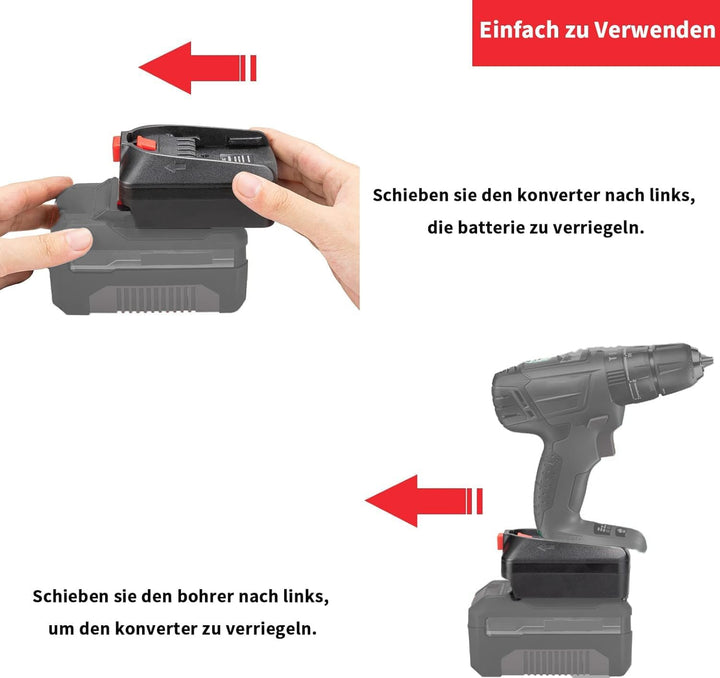 Adapter Konverter für Einhell 18V Li-Ion Akku auf für Bosch PBA 18V Li-Ion Elektrowerkzeug Akku (Kei