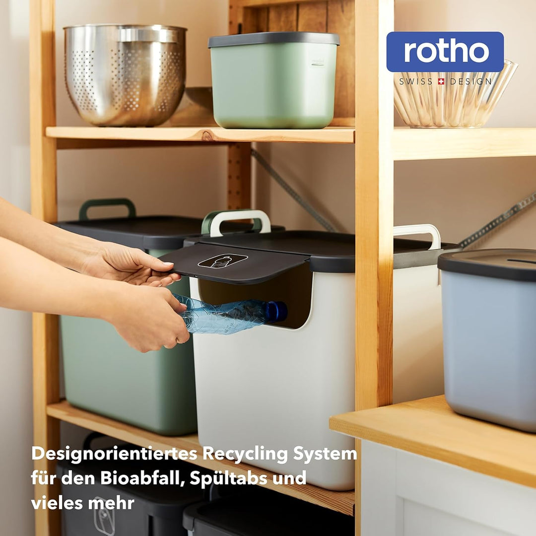 Rotho Salsa Biomülleimer 3,2l, mit Decekl Komposteimer, integrierte Hängevorrichtung, Kunststoff, 22