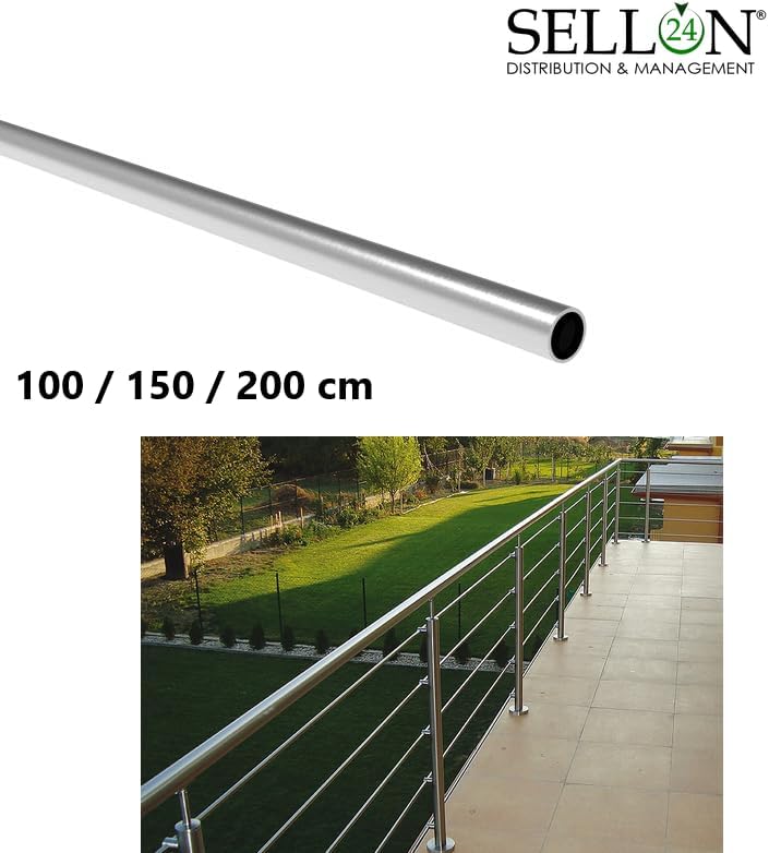 Sellon24® Edelstahl V2A Rundrohr Füllstabrohr Edelstahlrohr Ø 12,0 x 1,5 mm Rohr K320 Geländer Relin