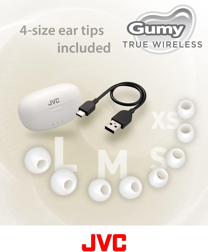 JVC HA-Z77T-W Gumy True Wireless Kopfhörer mit weichen Elastomer Ohrstöpseln, 3 Sound-Modi, Bluetoot
