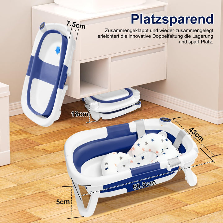 Hebitod Babywanne faltbar Babybadewanne Baby Wanne platzsparend, doppelt faltbare Badewanne mit Bade