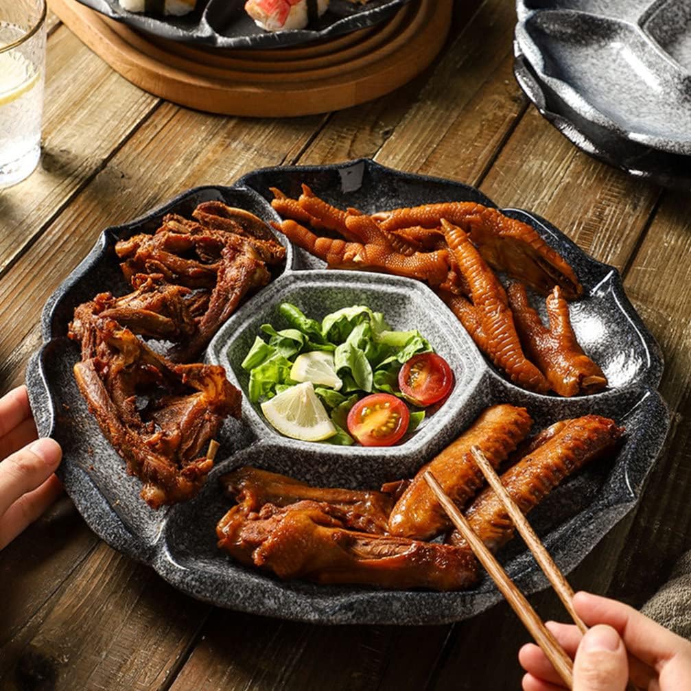 Cabilock Portionskontrollplatte Keramik Snack Sushi Speise Salat Dessert Servier Frühstücks Porzella