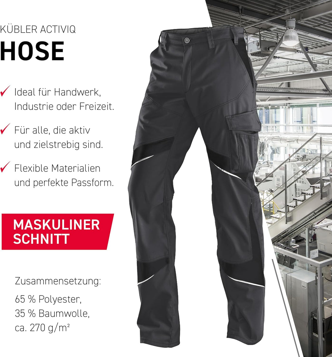 KÜBLER Workwear KÜBLER ACTIVIQ Arbeitshose anthrazit/schwarz Anthrazit/Schwarz 56, Anthrazit/Schwarz