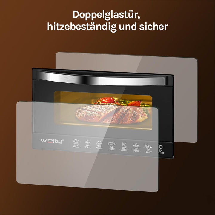 WOLTU Minibackofen 12 Liter, 800 Watt Toasterofen | Pizzaofen | Backblech mit Timer Mini Backofen fü
