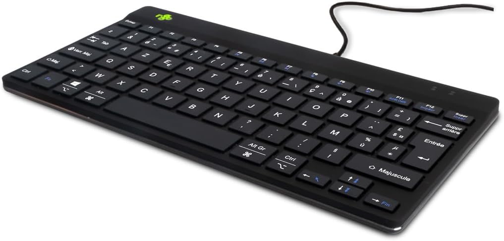 R-Go Compact Break Tastatur, AZERTY FR Layout, Mit Pausenanzeige, Ergonomische flaches Design, Kabel