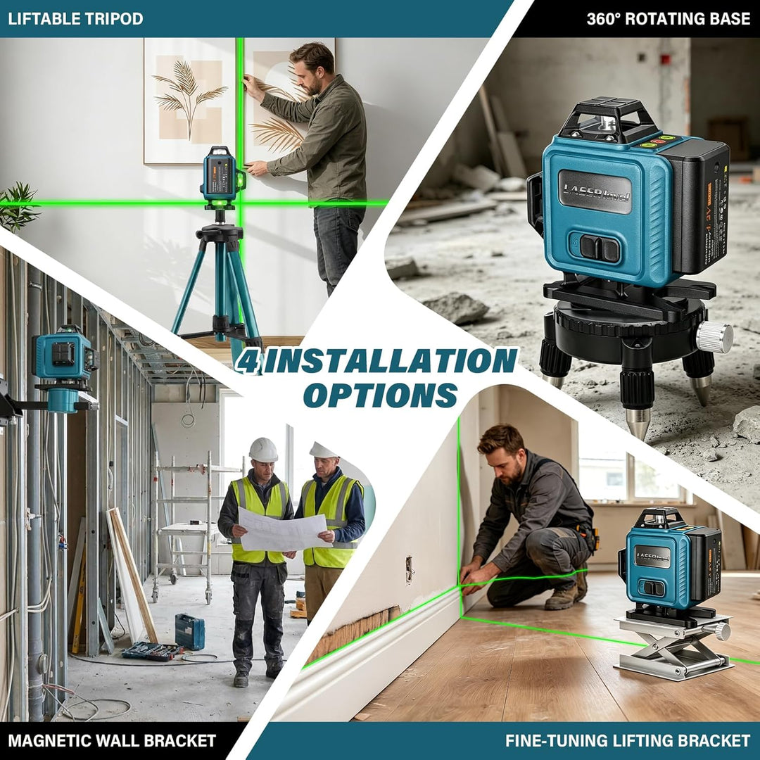 Kreuzlinienlaser Grün mit Stativ, 4 x 360 ° 16 Linien Laser Wasserwaage, Linienlaser Kreuzlaser Selb