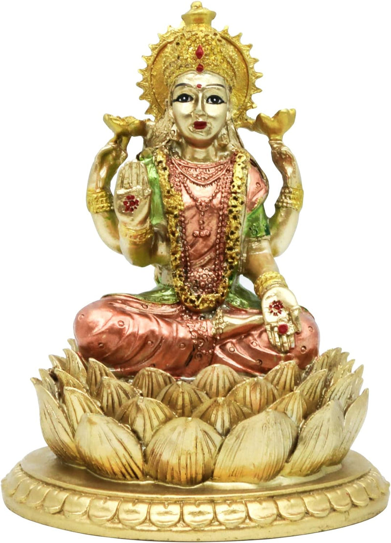 Hindu-Göttin Laxmi Lotus-Skulptur - Indischer Gott Lord Lakshmi Puja Statue - Indien Murti Idol Figu