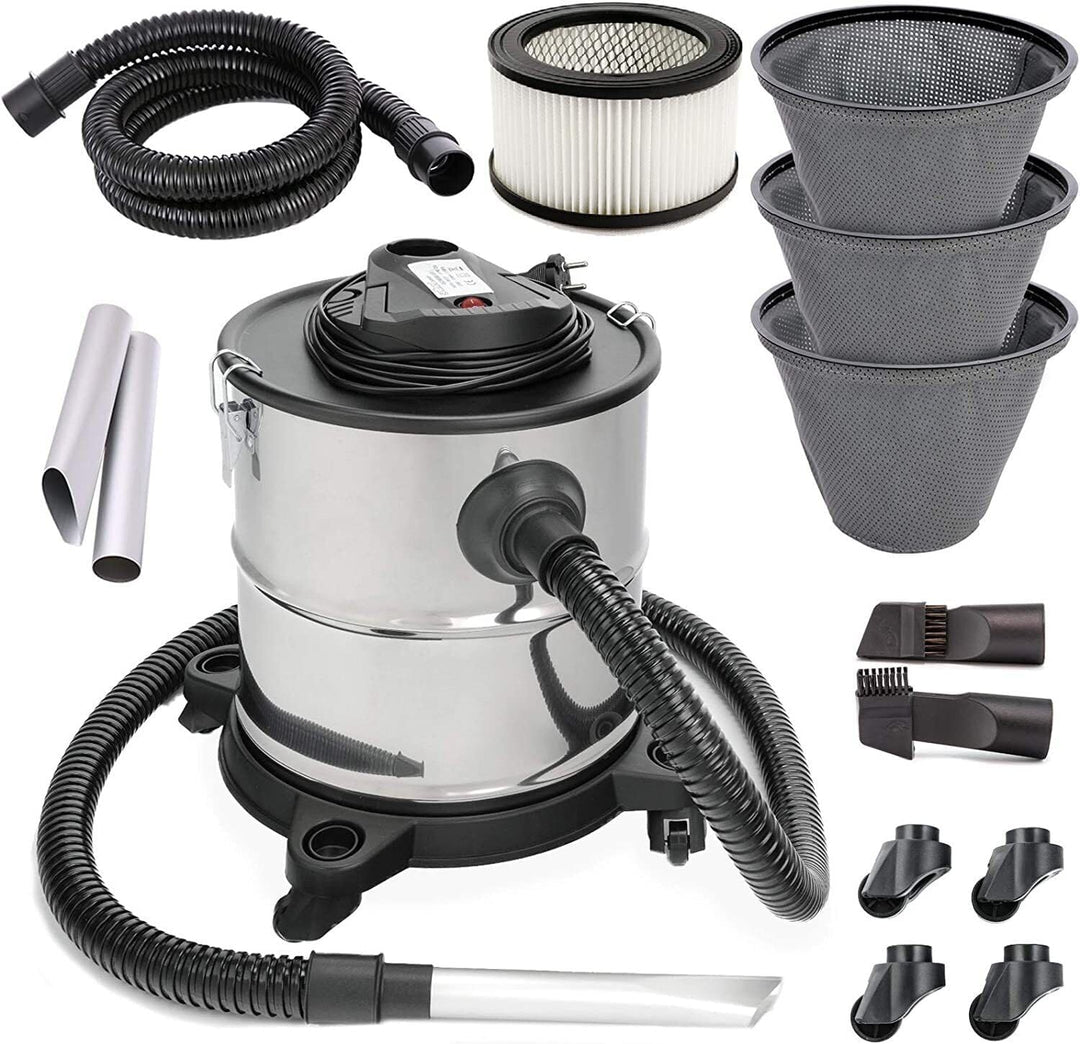 Aschesauger 20L Kaminsauger 1650W + Blasfunktion + DUAL Filter System + 4 Rollen SN121