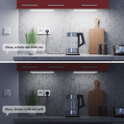 ledscom.de Smarte LED Unterbau-Leuchte SIRIS weiss matt mit WLAN-Controller, flach, Smart-Home, Alex