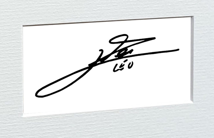 Foto mit Autogramm von Lionel Messi im Bilderrahmen, A4