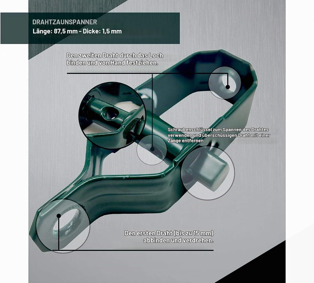 DOJA Industrial | Drahtspanner aus verzinkt Stahl | PACK 25 | Grün | Spanner für Spanndraht, Maschen
